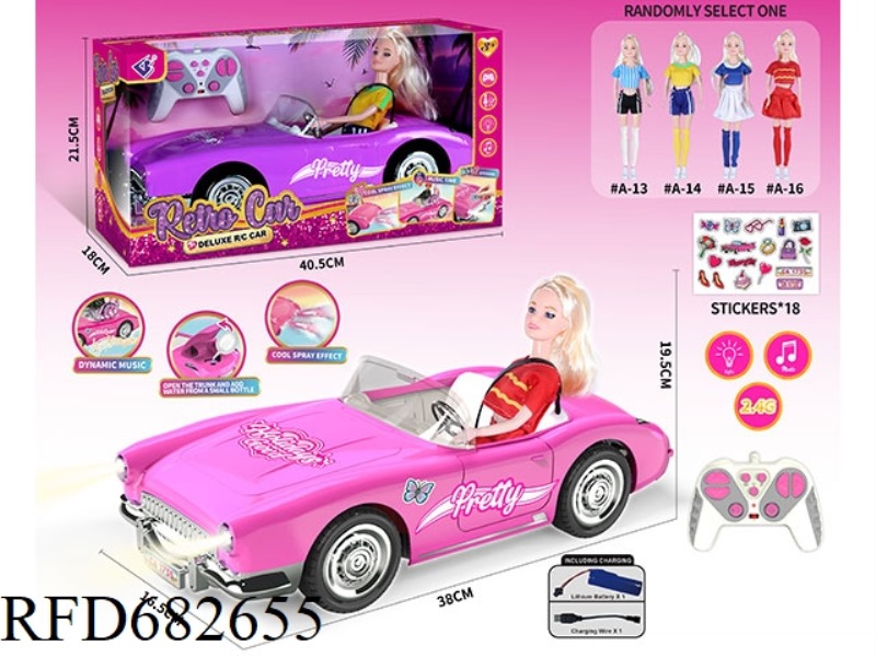 (INCLUDING ELECTRICITY) 2.4G1：10: 10 BARBIE REMOTE CONTROL CAR WITH DOUBLE SPRAY LIGHTING MUSIC, A R