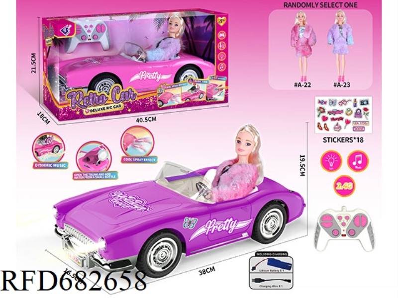 (INCLUDING ELECTRICITY) 2.4G1：10: 10 BARBIE REMOTE CONTROL CAR WITH DOUBLE SPRAY LIGHTING MUSIC, A R