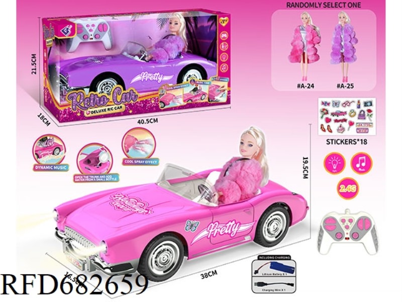 (INCLUDING ELECTRICITY) 2.4G1：10: 10 BARBIE REMOTE CONTROL CAR WITH DOUBLE SPRAY LIGHTING MUSIC, A R