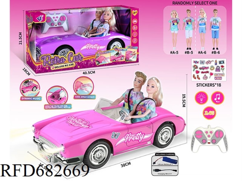 (INCLUDING ELECTRICITY) 2.4G1：10: 10 BARBIE REMOTE CONTROL CAR WITH DOUBLE SPRAY LIGHTING MUSIC, A R