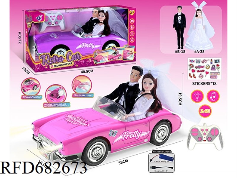 (INCLUDING ELECTRICITY) 2.4G1：10: 10 BARBIE REMOTE CONTROL CAR WITH DOUBLE SPRAY LIGHTS AND MUSIC.