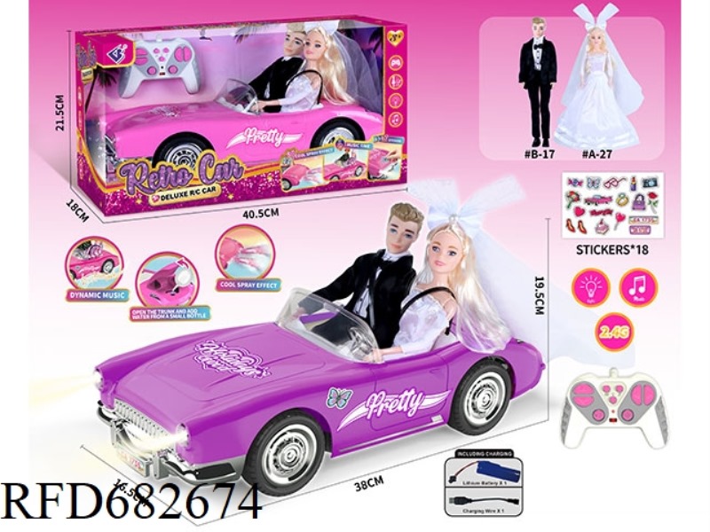 (INCLUDING ELECTRICITY) 2.4G1：10: 10 BARBIE REMOTE CONTROL CAR WITH DOUBLE SPRAY LIGHTS AND MUSIC.