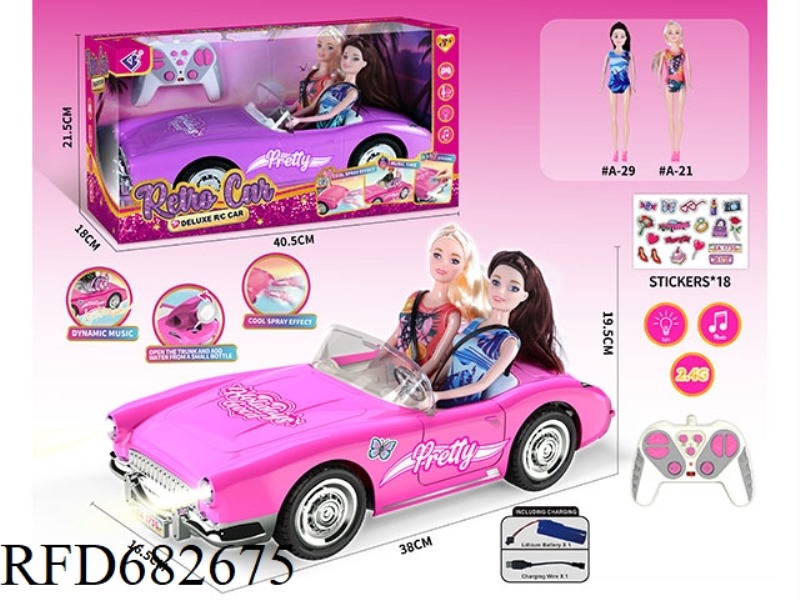 (INCLUDING ELECTRICITY) 2.4G1：10: 10 BARBIE REMOTE CONTROL CAR WITH DOUBLE SPRAY LIGHTS AND MUSIC.