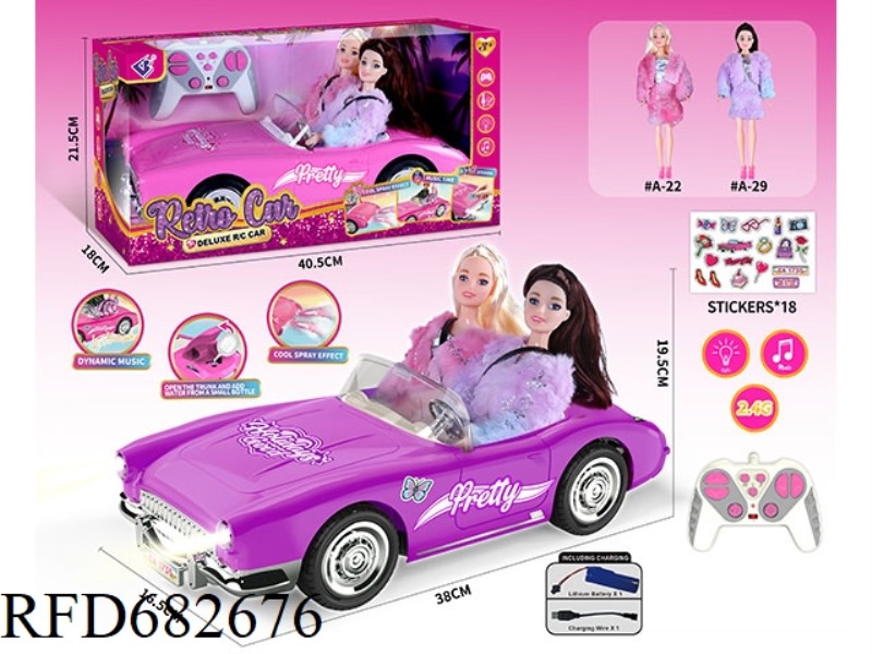 (INCLUDING ELECTRICITY) 2.4G1：10: 10 BARBIE REMOTE CONTROL CAR WITH DOUBLE SPRAY LIGHTS AND MUSIC.