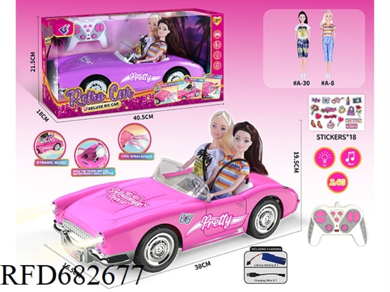 (INCLUDING ELECTRICITY) 2.4G1：10: 10 BARBIE REMOTE CONTROL CAR WITH DOUBLE SPRAY LIGHTS AND MUSIC.
