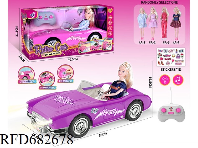 (WITHOUT ELECTRICITY) 27MHZ1：10: 10 BARBIE CONVERTIBLE, WITH LIGHTING AND MUSIC, A RANDOM COSTUME.