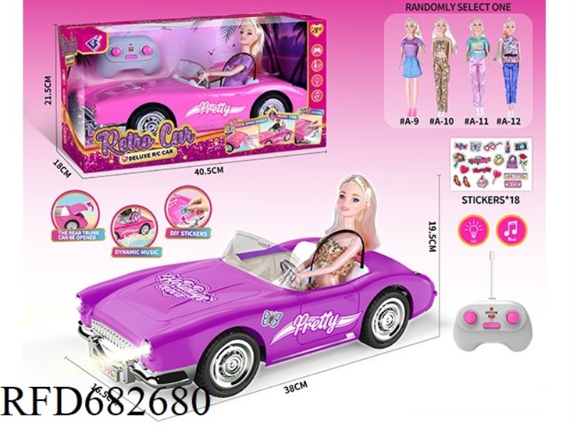(WITHOUT ELECTRICITY) 27MHZ1：10: 10 BARBIE CONVERTIBLE, WITH LIGHTING AND MUSIC, A RANDOM COSTUME.
