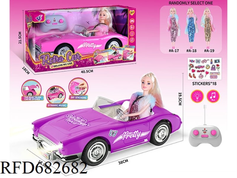 (WITHOUT ELECTRICITY) 27MHZ1：10: 10 BARBIE CONVERTIBLE, WITH LIGHTING AND MUSIC, A RANDOM COSTUME.