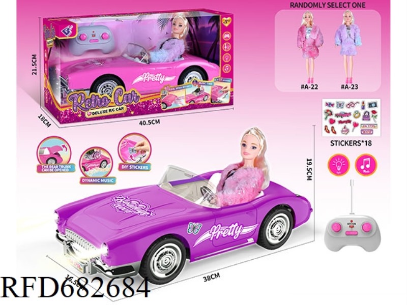 (WITHOUT ELECTRICITY) 27MHZ1：10: 10 BARBIE CONVERTIBLE, WITH LIGHTING AND MUSIC, A RANDOM COSTUME.