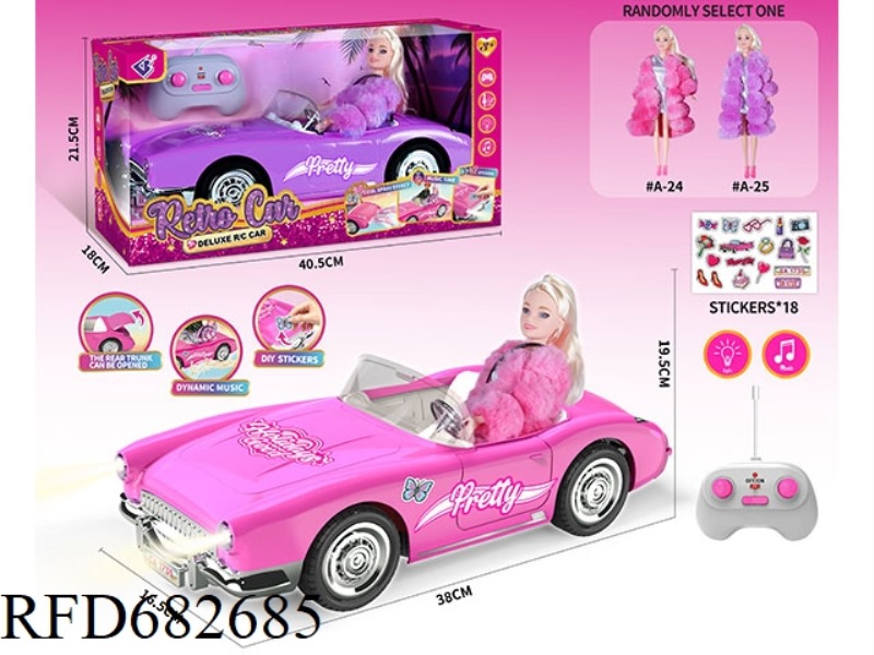 (WITHOUT ELECTRICITY) 27MHZ1：10: 10 BARBIE CONVERTIBLE, WITH LIGHTING AND MUSIC, A RANDOM COSTUME.