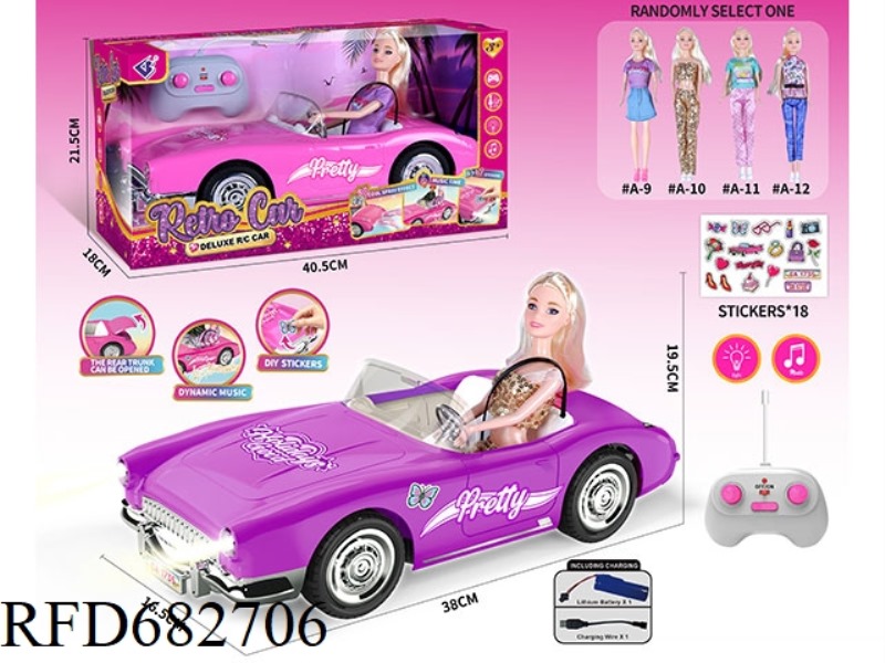 (INCLUDING ELECTRICITY) 27MHZ1：10: 10 BARBIE CONVERTIBLE, WITH LIGHTING AND MUSIC, AND A RANDOM COST