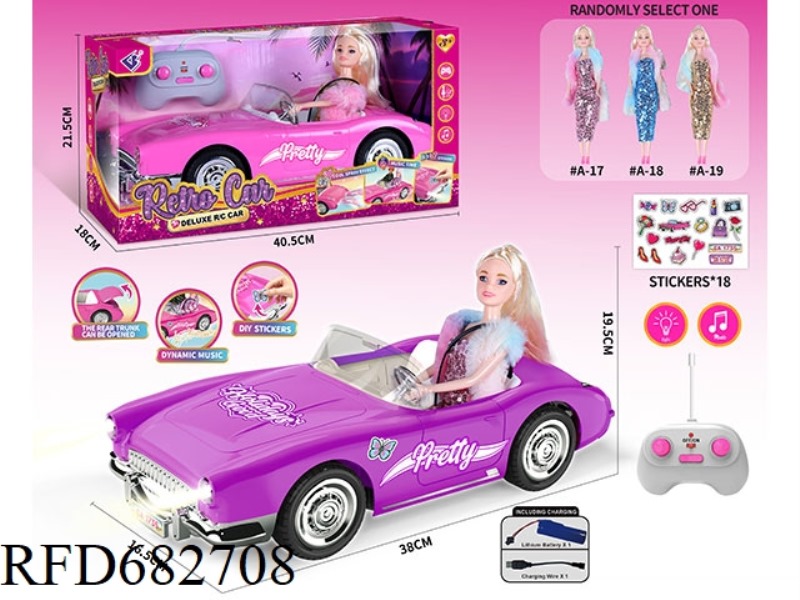 (INCLUDING ELECTRICITY) 27MHZ1：10: 10 BARBIE CONVERTIBLE, WITH LIGHTING AND MUSIC, AND A RANDOM COST