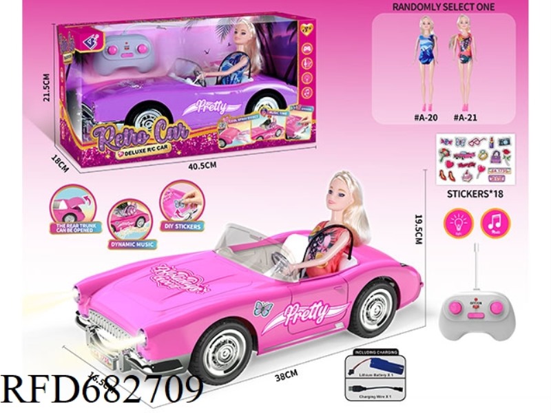 (INCLUDING ELECTRICITY) 27MHZ1：10: 10 BARBIE CONVERTIBLE, WITH LIGHTING AND MUSIC, AND A RANDOM COST