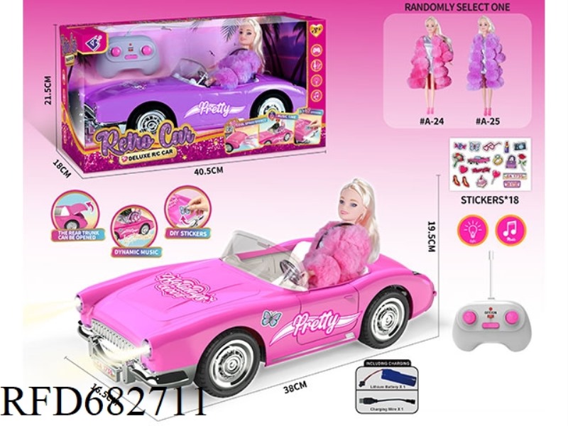 (INCLUDING ELECTRICITY) 27MHZ1：10: 10 BARBIE CONVERTIBLE, WITH LIGHTING AND MUSIC, AND A RANDOM COST