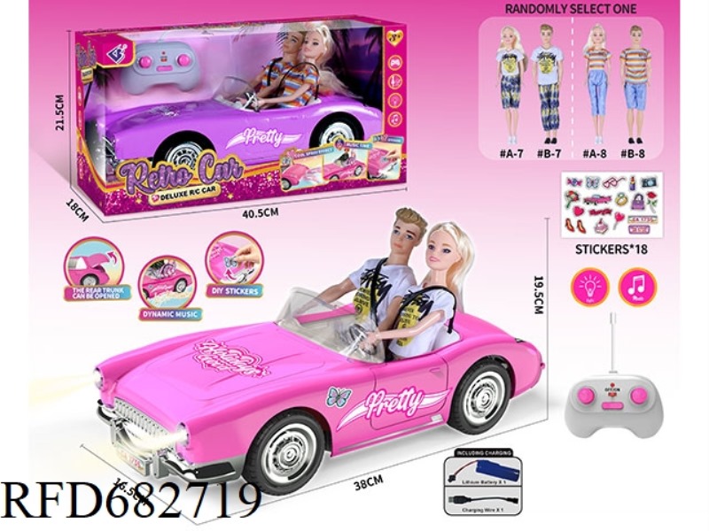 (INCLUDING ELECTRICITY) 27MHZ1：10: 10 BARBIE CONVERTIBLE, WITH LIGHTING AND MUSIC, AND A RANDOM COST