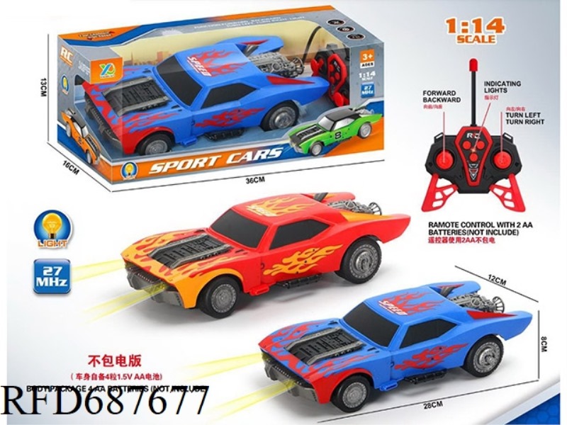 1:14 FOUR-WAY REMOTE CONTROL RACING CAR WITH LIGHTS (POWER NOT INCLUDED)
