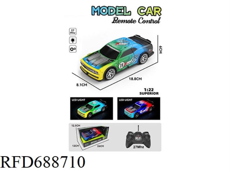 REMOTE CONTROL CAR 1:22 FOUR-WAY 27 FREQUENCY PVC TRANSPARENT CAR SHELL (WITH LIGHTS)