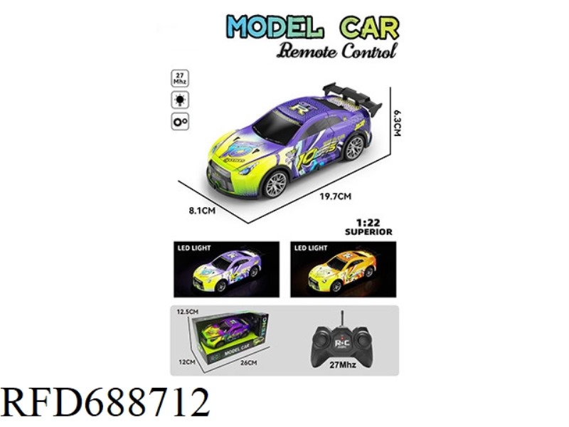 REMOTE CONTROL CAR 1:22 FOUR-WAY 27 FREQUENCY PVC TRANSPARENT CAR SHELL (WITH LIGHTS)