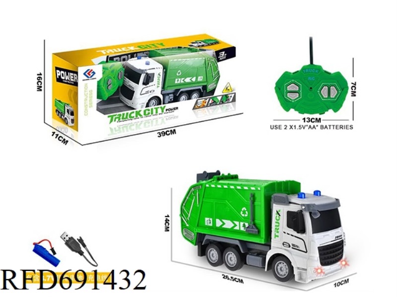 1:18 FOUR-WAY REMOTE-CONTROLLED SANITATION TRUCK