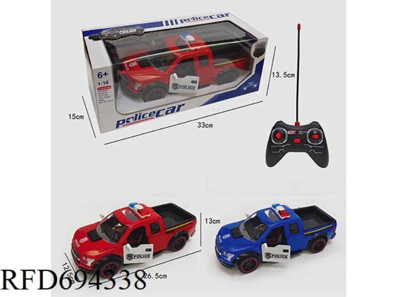 1;16 FORD F-150 RAPTOR PICKUP TRUCK FIVE-WAY DOOR OPENING SIMULATION REMOTE CONTROL POLICE CAR (WITH