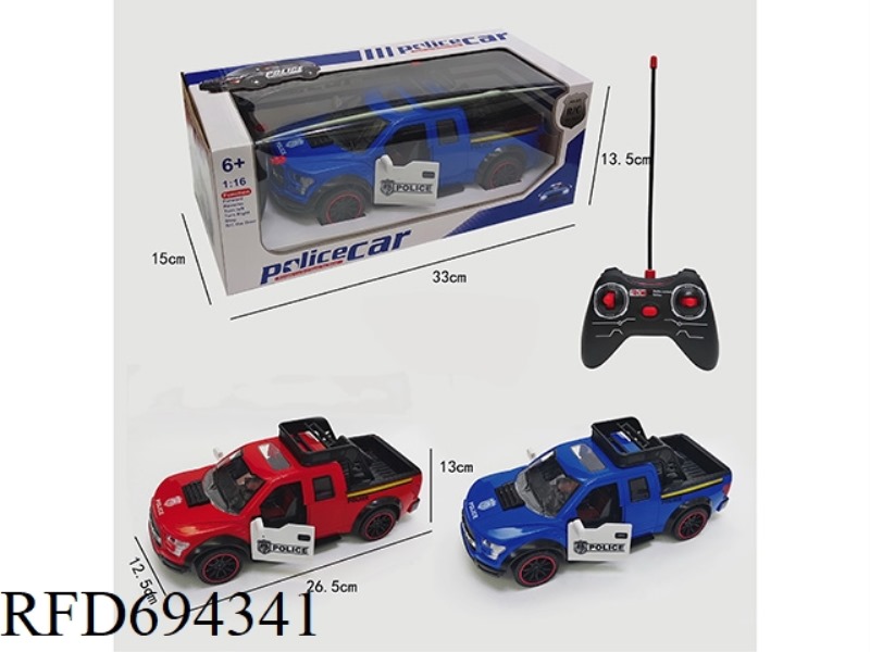 1;16 FORD F-150 RAPTOR PICKUP TRUCK FIVE-WAY DOOR OPEN REMOTE CONTROL POLICE CAR (INCLUDING ELECTRIC