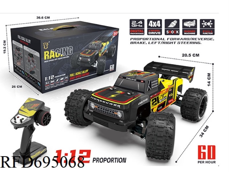 1:12 ELECTRIC FOUR-WHEEL DRIVE BIG-FOOT VEHICLE (WANDERER)/BRUSHLESS VERSION INDEPENDENT ESC MODE