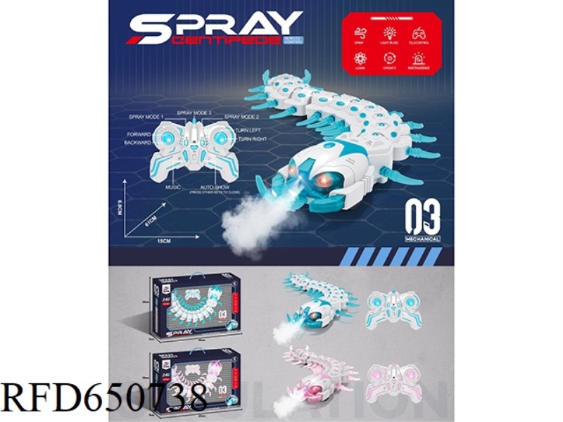 2.4G GLOW-IN-THE-DARK EXTENDED REMOTE CONTROL SPRAY CENTIPEDE (PACK)