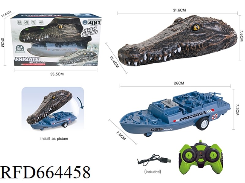 2.4G AMPHIBIOUS REMOTE-CONTROLLED CROCODILE FRIGATE SHIP