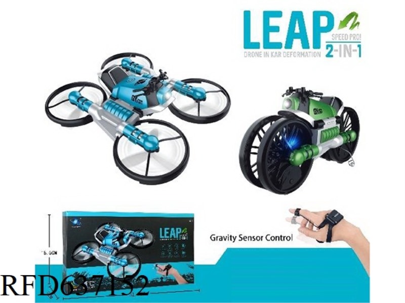 LAND-AIR DEFORMATION MOTORCYCLE QUADCOPTER (WATCH REMOTE CONTROL VERSION)