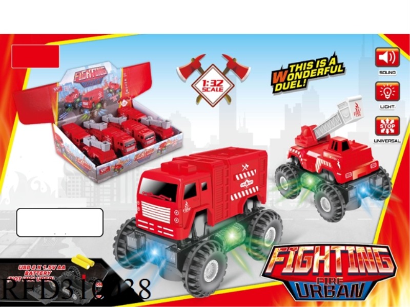 B/O UNIVERSAL FIRE ENGINE WITH LIGHT AND MUSIC 8PCS