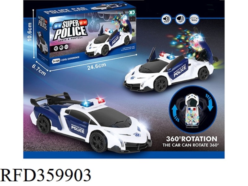 ELECTRIC LIGHT AND MUSIC DOOR REVOLVING UNIVERSAL POLICE CAR