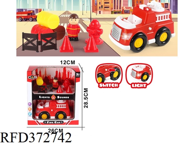 LIGHTING SOUND FIRE TRUCK DISPLAY SET (10PCS)