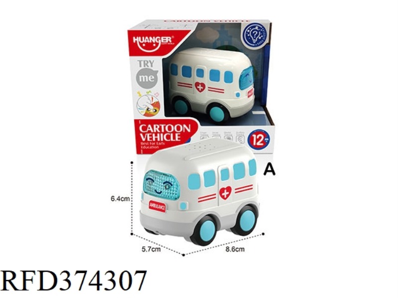 FUN SOUND AND LIGHT CARTOON CAR SINGLE PACK-A (AMBULANCE)