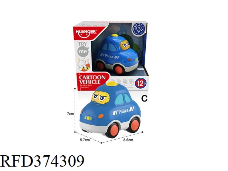 FUN SOUND AND LIGHT CARTOON CAR SINGLE PACK-C (POLICE CAR)