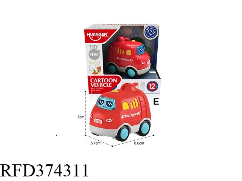 FUN SOUND AND LIGHT CARTOON CAR SINGLE PACK-E TYPE (FIRE TRUCK)
