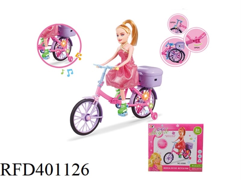 MUSIC ELECTRIC LIGHT DOUBLE FOLDING BARBIE BIKE