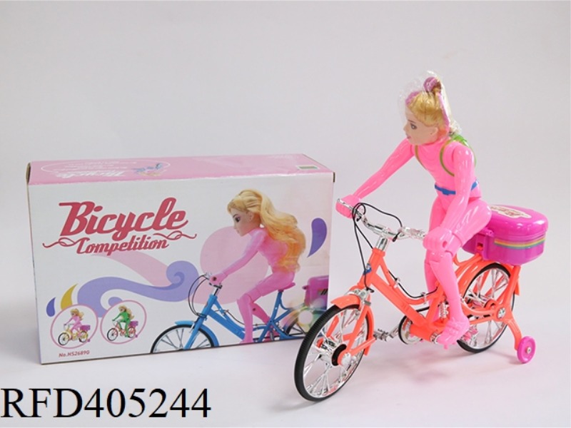 PRINCESS BARBIE RIDES A BICYCLE WITH COLORFUL LIGHTS AND MUSIC