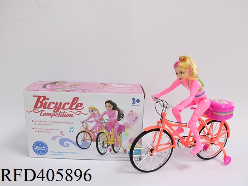 PRINCESS BARBIE RIDES A BICYCLE WITH COLORFUL LIGHTS AND MUSIC