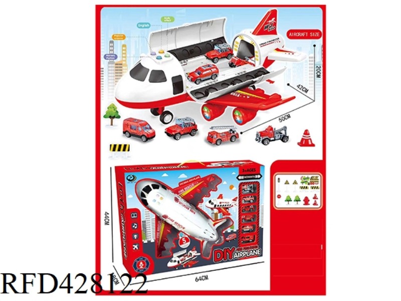FIRE STORAGE PLANE WITH LIGHT AND MUSIC WITH 6 TROLLEYS WITH MAP