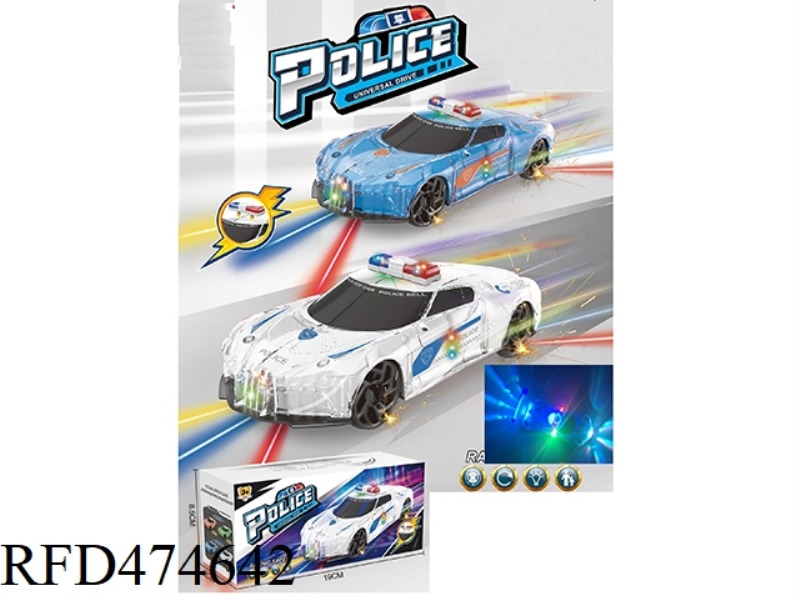 ELECTRIC UNIVERSAL LIGHT MUSIC TRANSPARENT SHELL POLICE CAR