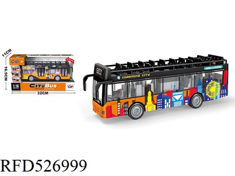 1:16 DOUBLE-DECKER CITY TRAM SIGHTSEEING BUS (UV PRINTED COLOR PATTERN)