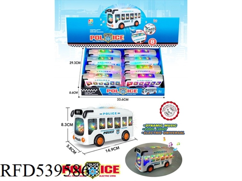 ELECTRIC 3D LIGHTS BUS POLICE CAR 8PCS