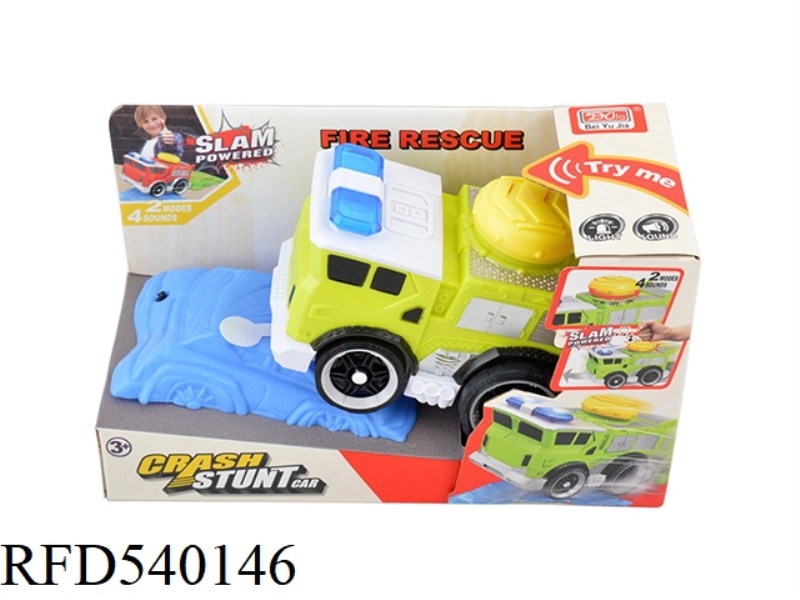 SLAP BUMP JUMP ELECTRIC FIRE TRUCK WITH BARRICADE PANELS