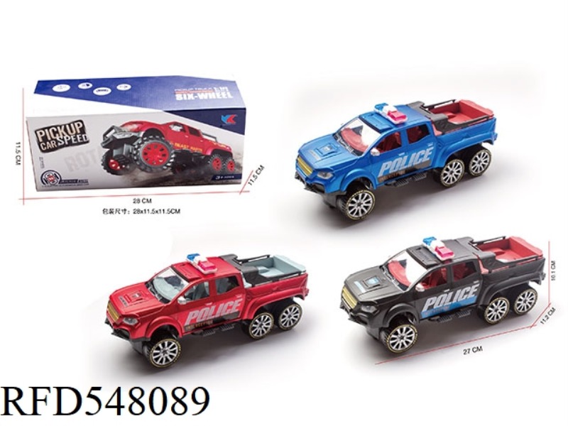 1:16 SIX-WHEELED MERCEDES-BENZ PICKUP ELECTRIC CARDAN WITH FRONT LIGHT MUSIC POLICE CAR