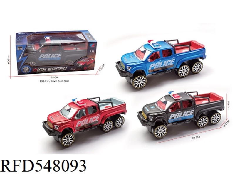 1:16 SIX-WHEEL FORD PICKUP ELECTRIC CARDAN WITH FRONT LIGHTS MUSIC POLICE CAR