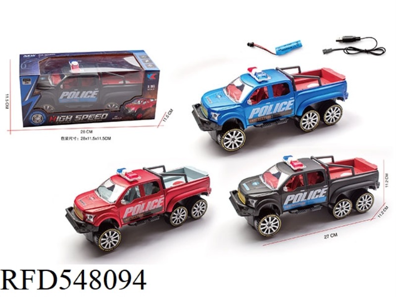 1:16 SIX-WHEEL FORD PICKUP ELECTRIC CARDAN WITH FRONT LIGHTS MUSIC POLICE CAR