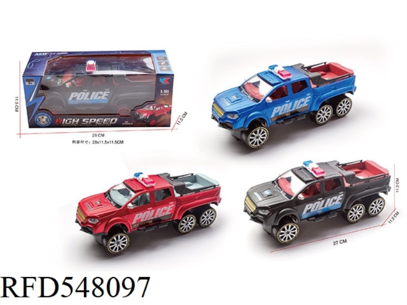 1:16 SIX-WHEELED MERCEDES-BENZ PICKUP ELECTRIC CARDAN WITH FRONT LIGHT MUSIC POLICE CAR