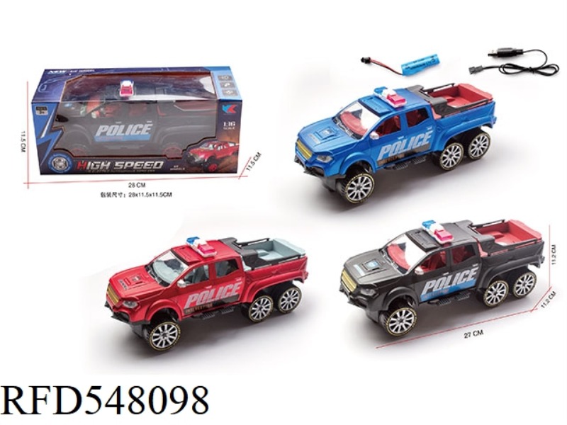 1:16 SIX-WHEELED MERCEDES-BENZ PICKUP ELECTRIC CARDAN WITH FRONT LIGHT MUSIC POLICE CAR