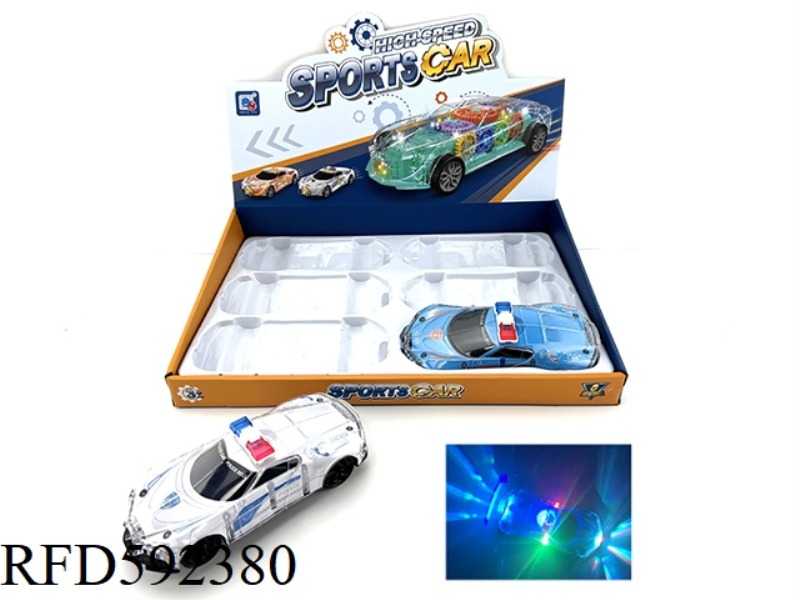 Electric universal sound and light transparent shell police car 6PCS