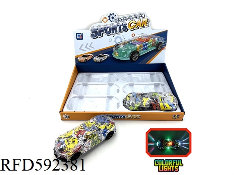 Electric universal sound and light graffiti sports car 6PCS